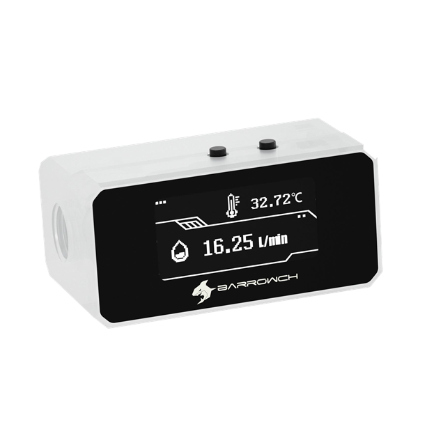 Barrow G1/4 Digital OLED Display Flow and Temperature Sensor - White